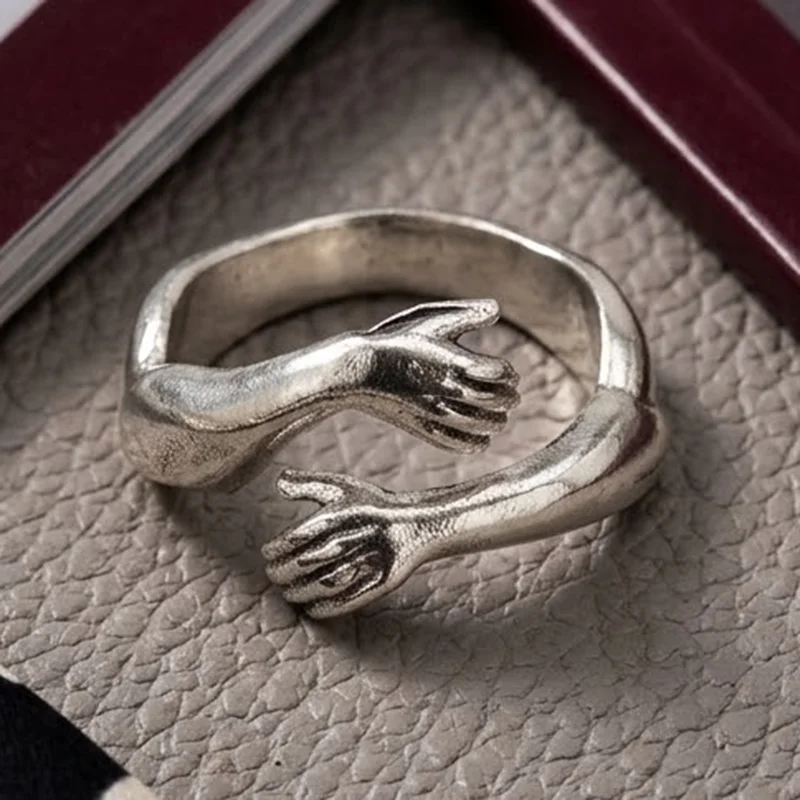 Buy 3 Get 1 Free SheCrown Lovely Cute Embrace the Stainless steel Cuff Ring, put it on, and this moment becomes eternal.