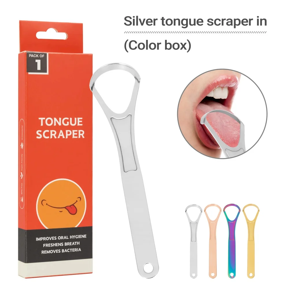 

1 Pc Stainless Steel Tongue Scraper Tongue Plate for Removing Bad Breath Single Layer Tongue Coating Cleaner Brush Oral Care