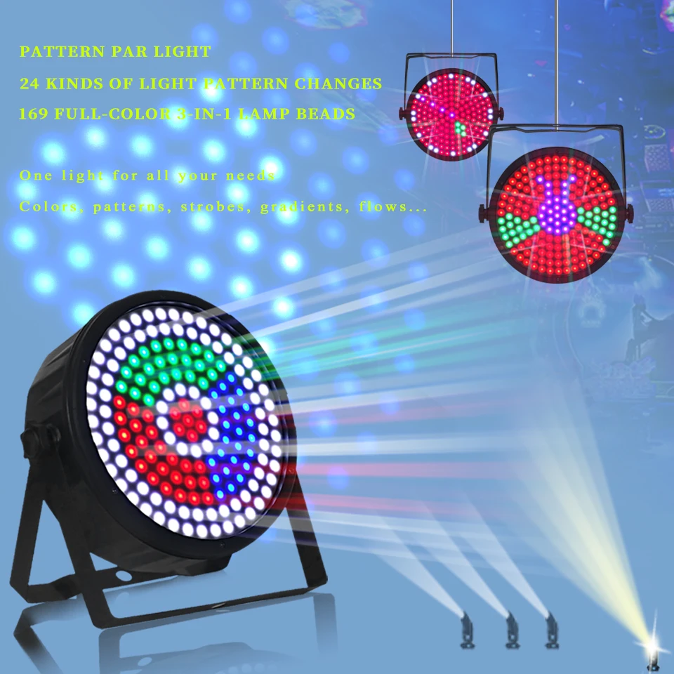 169pcs LED RGB 3 in 1 LED Par Light 24+ Max Pattern Change Point Control Stage Mood Light Effect Light for DJ Disco