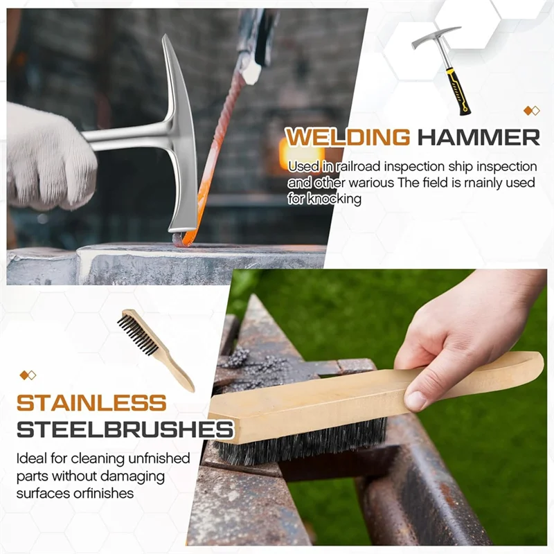 

AAAN-Welding Chipping Hammer Heavy Duty Steel Slag Hammer With Wire Brush Slag Removal Tool For Welders