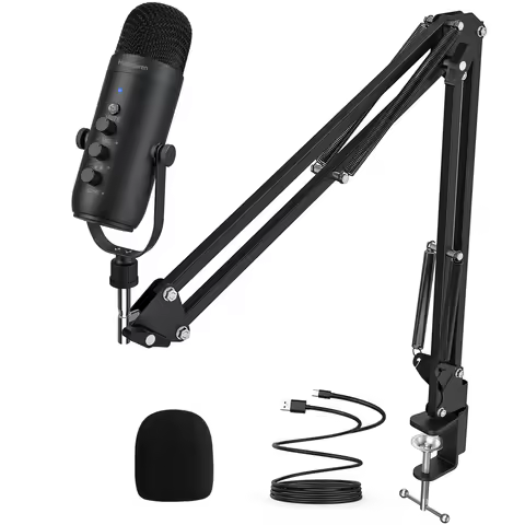 Haomuren USB Streaming Podcast Microphone Kit — Best boom-arm starter kit