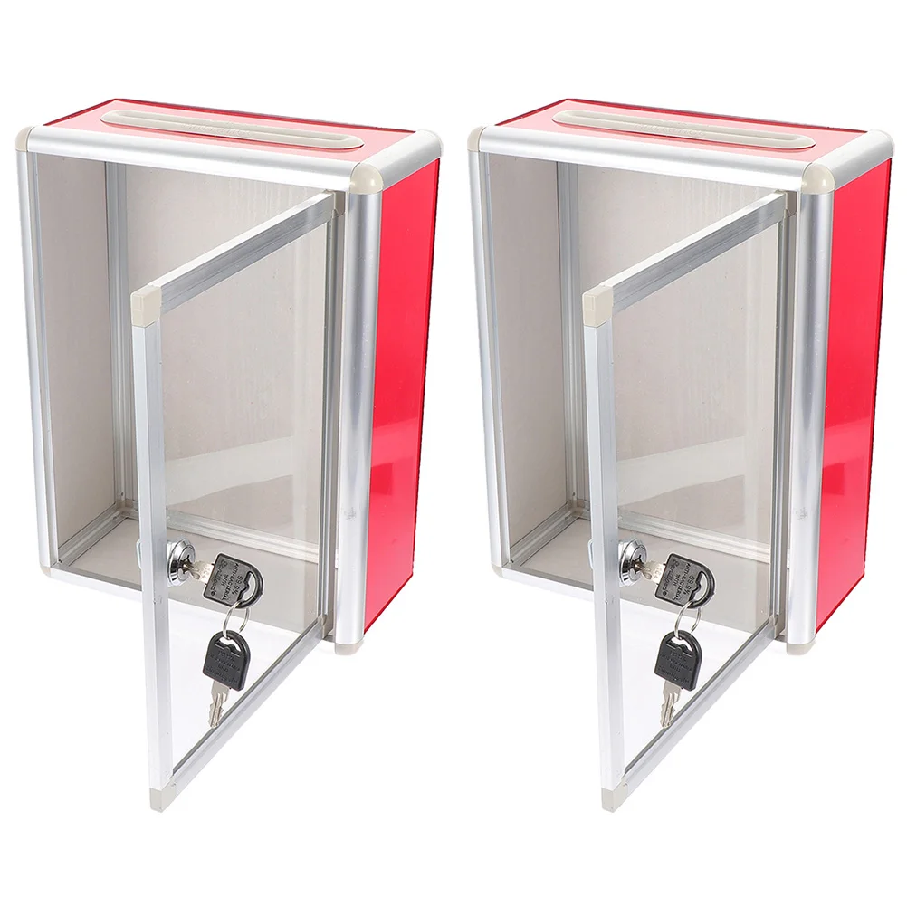 

2pcs Metal Wall Mounted Mailbox With Lock Clear Letter For Office Home Suggestion Box Voting Box Security Lock Outdoor Indoor