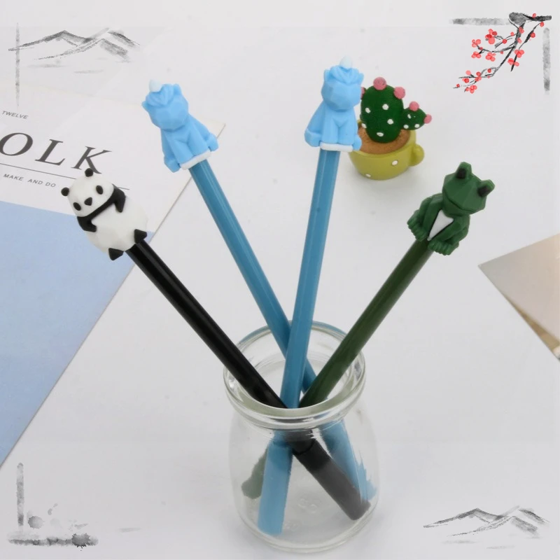 24 Pcs Cartoon Creative Animal Panda Frog Shaped Neutral Pen Student Stationery