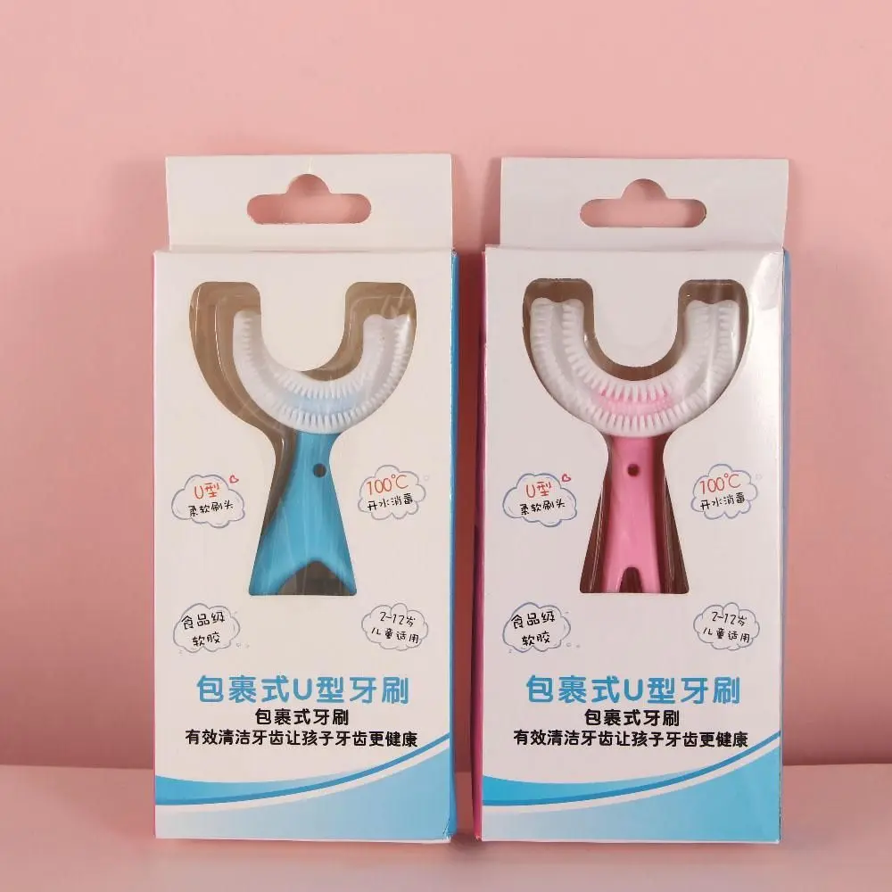 

Soft 2-12 Years Old Children with Handle Toddler Toothbrushes Oral Care Teeth Cleaning Brushes U-Shape Toothbrushes