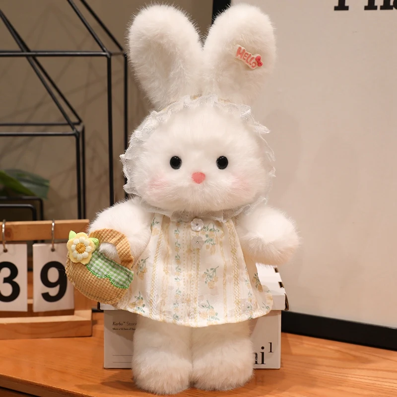 35cm Kawaii Dressing Rabbit Plush Toy Big Size Stuffed Animal Rabbit Soft Doll Pillow Kids Toys Birthday Christmas Gift for Girl