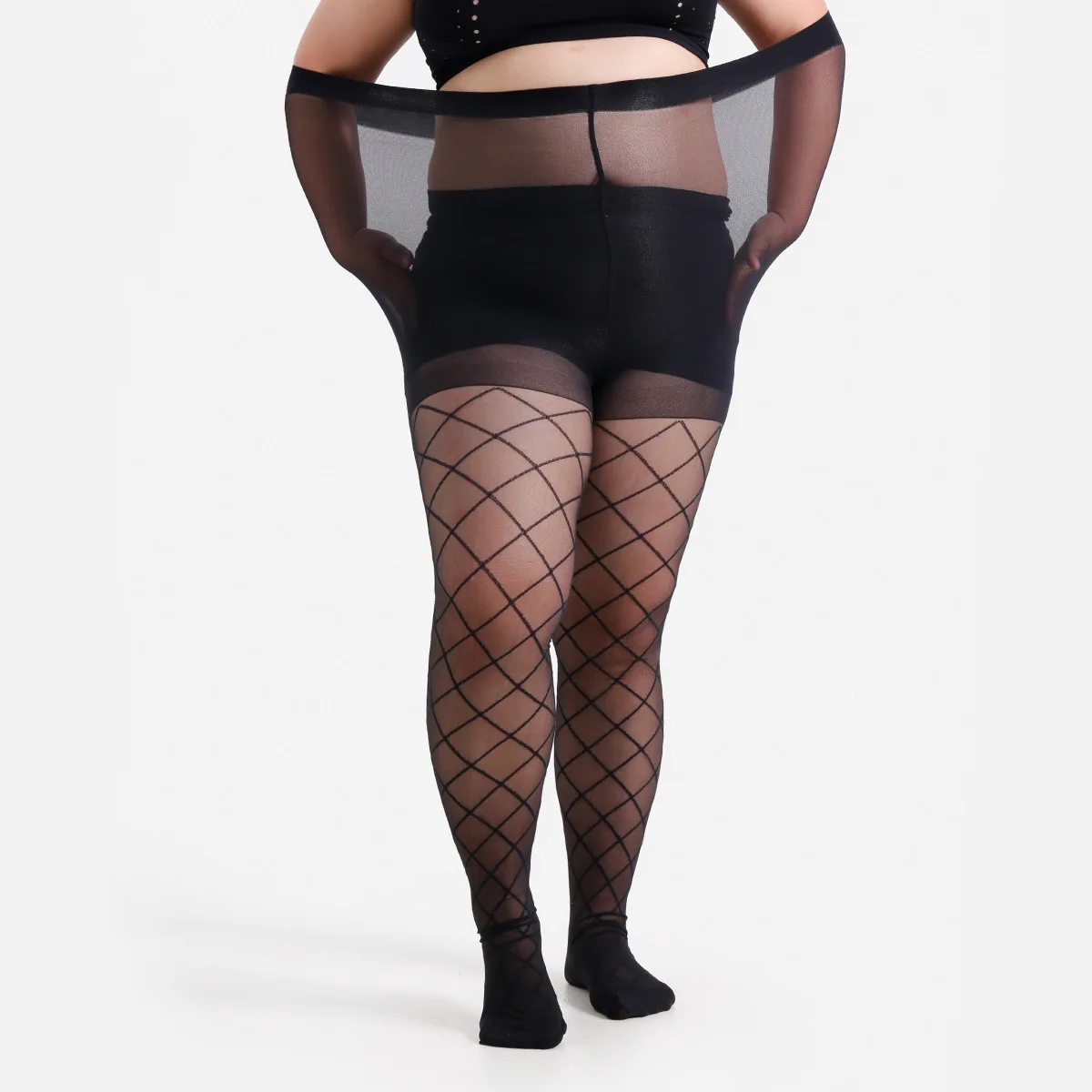 

45-150kg Women Plus Size Plaid Tights Cross Spring Summer border Autumn Thin Pantyhose Leggings Base Sexy Fashion Extra large