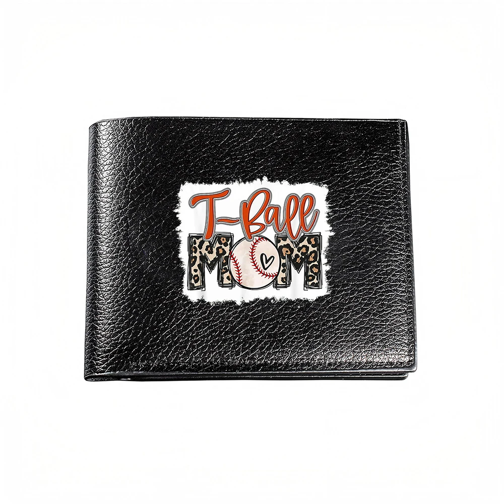 T Ball Mom Leopard Print Baseball Design Men's Wallet Card Holder Casual Business Fashion Style
