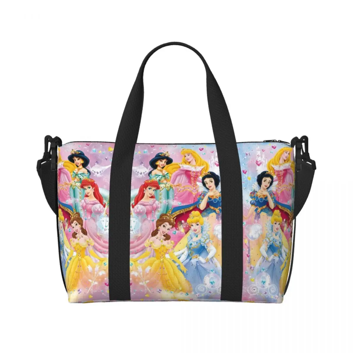 

Custom Adorable Princess Beach Tote Bag Women Cartoon Movie Kawaii Film Large Compartment Beach Gym Travel Bags