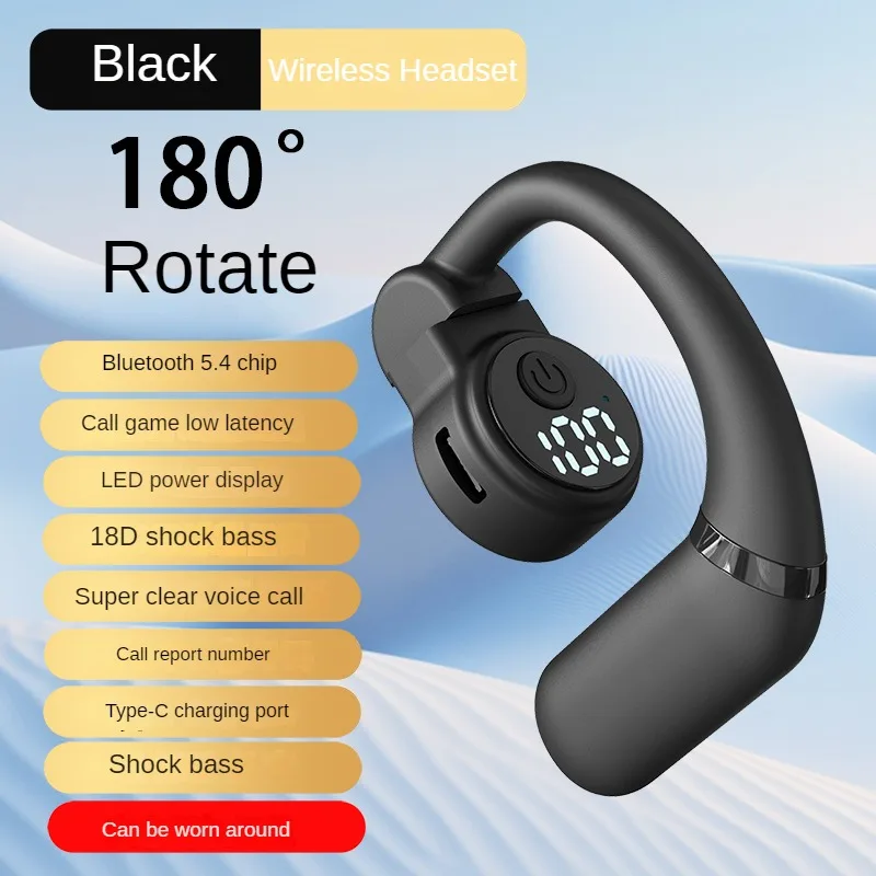 OWS-auriculares inalámbricos con Bluetooth 5,4, cascos con gancho para la oreja, estéreo HiFi, reducción de ruido, auricular impermeable para Huawei y iPhone