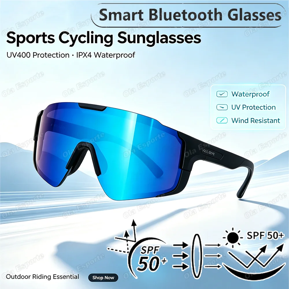 2026 Neue Smarte Fahrradbrille Intelligente Sonnenbrille Fernauslöser Bluetooth Konversation Aufnahme Musikwiedergabe für Männer Frauen