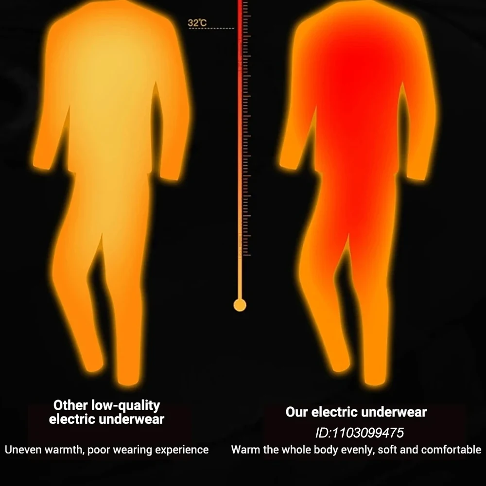 52 مناطق ملابس داخلية ساخنة التزلج تسخين كهربائي التزلج الملابس الداخلية الشتاء التزلج على الجليد ملابس اخلية حرارية النساء الرجال سترة التدفئة #4