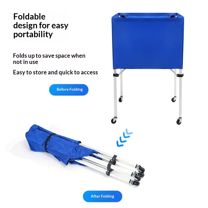 Stainless Steel Foldable Portable Outdoor Cart For Football Basketball Volleyball Large Capacity Storage Blue Silver Black