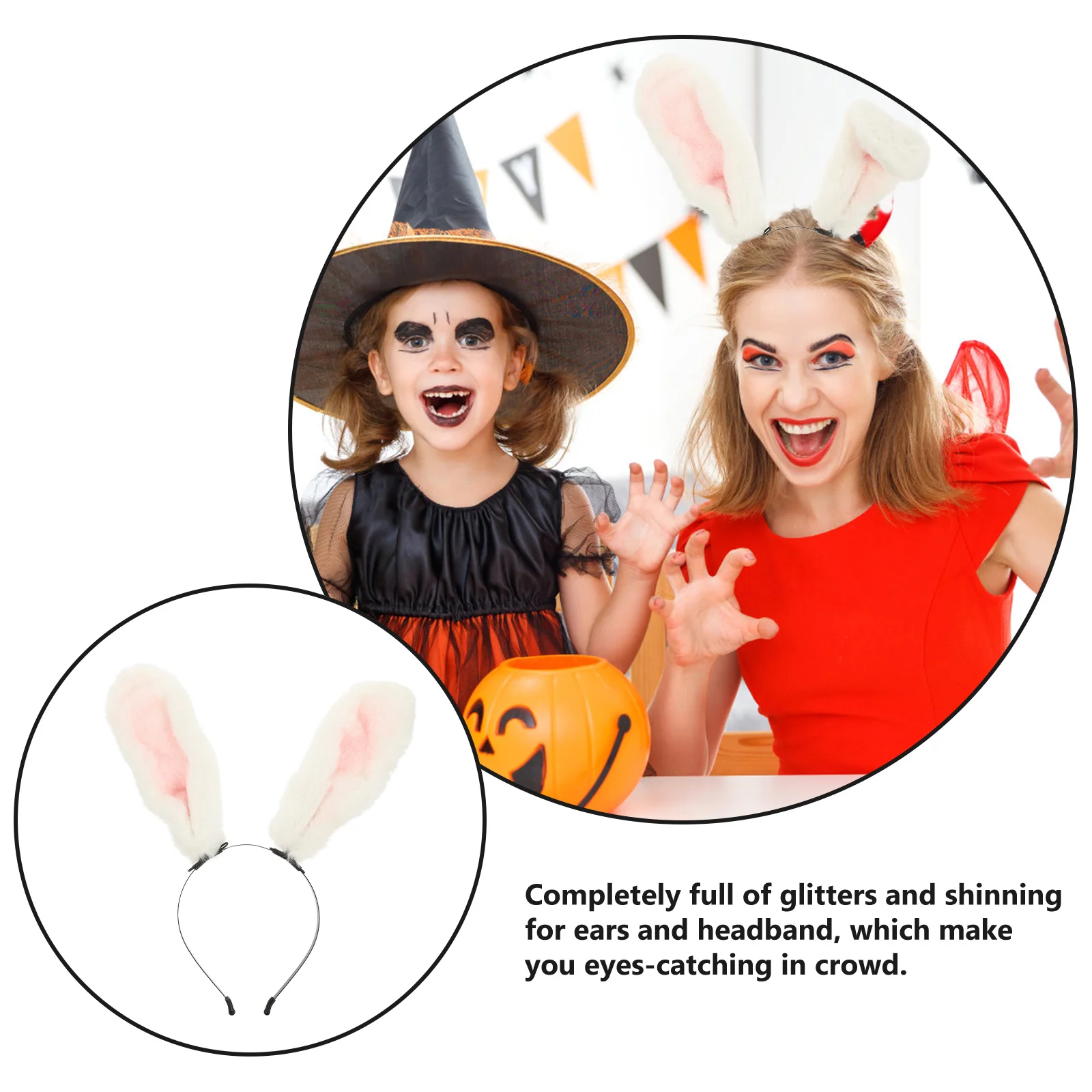 

Rabbit Ear Hairband Cozy Lightweight Bunny Ears Headband Halloween Party Festival Cosplay Halloween Headband Bunny Ear Headwear