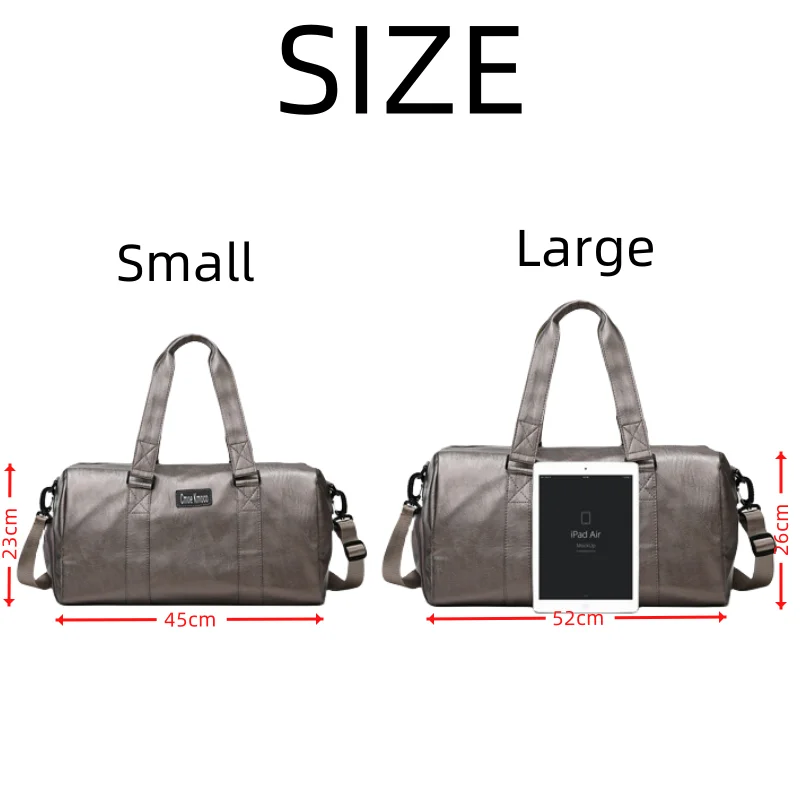 PU Leather Gym Bag with Shoe Compartment & Wet Pocket Sport Large Capacity Outdoor Travel Bag for Men Women Daily Shopping Bag