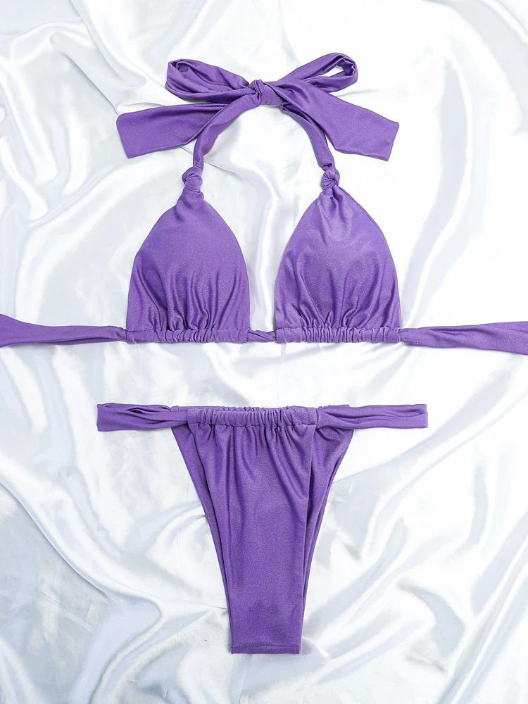 Neuer 2026er Triangel-Bikini für Damen – Brasilianischer 2-teiliger Push-up-Badeanzug mit Faltendetails – Detail 24