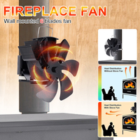 6 Blades Fireplace Fan Wall Mounted Heat Powered Stove Fan Efficient Heat Distribution Wood Log Burner Fireplace Heating Fan