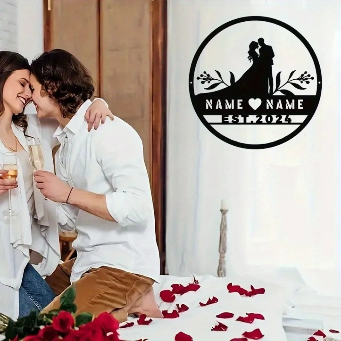 Custom Metal Name Sign - Personalized Wall Decor for Couples/Families/Friends, Stunning Wedding Anniversary Valentine's Gift.