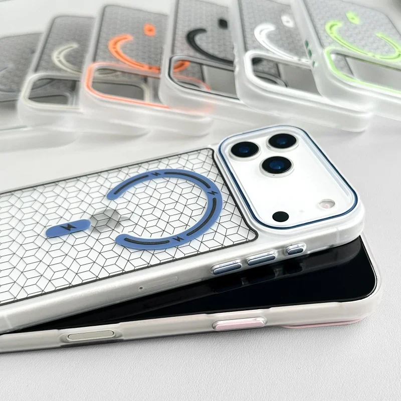 Custodia trasparente con cornice per fotocamera con bottone colorato personalizzato per IPhone 17 Air 16 15 14 Plus 13 ProMax Cover protettiva per ricarica magnetica
