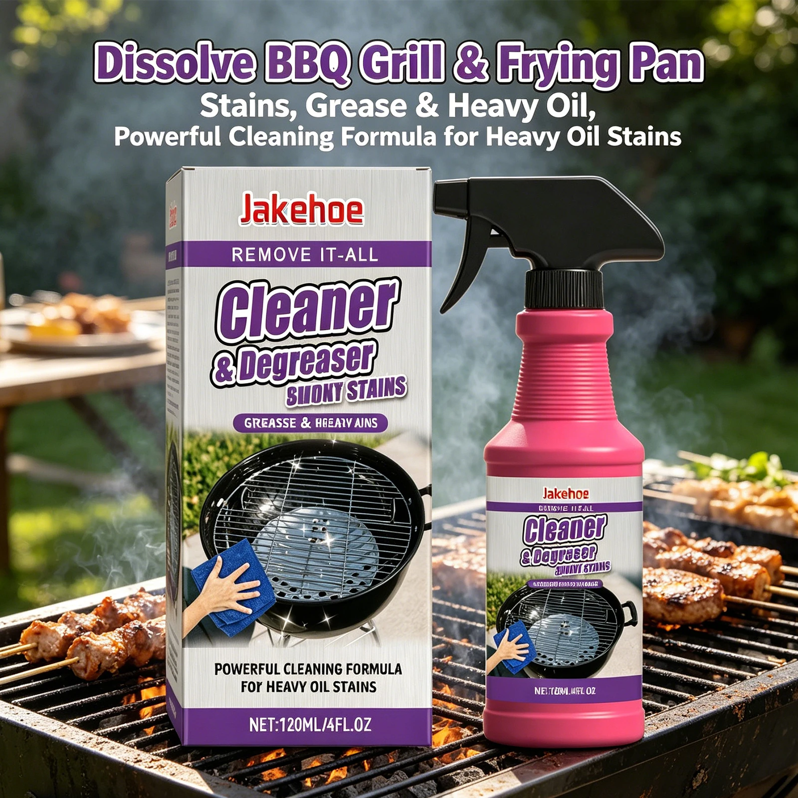 

120ml Grill Cleaner Spray Heavy Duty Degreaser Removes Stubborn Grease Carbon Deposits BBQ Oven Hood Stove Powerful Foam