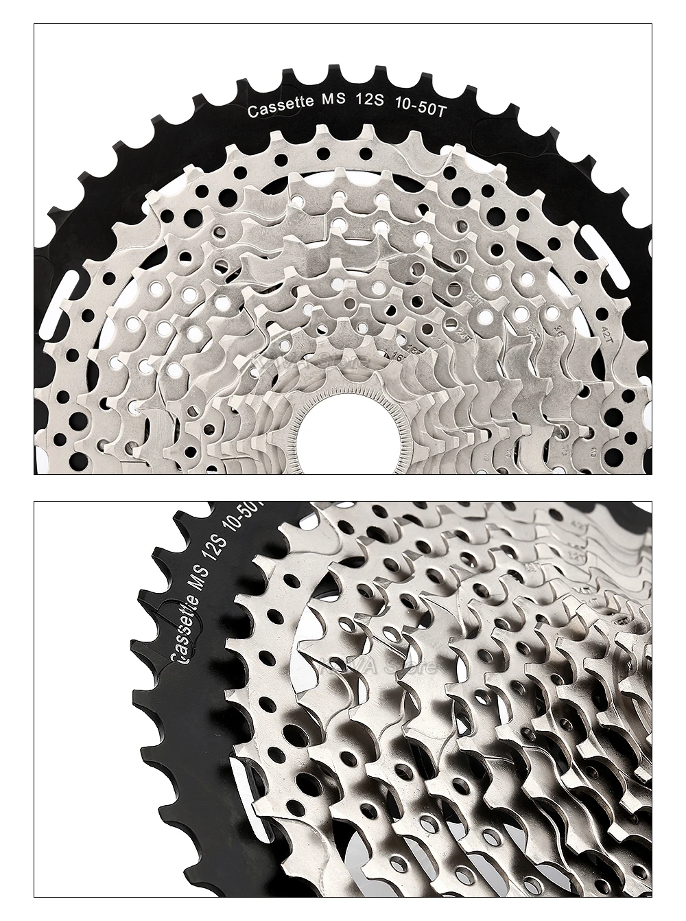 SUNSHINE 12 Gang MS Kassette 10-50T/52T MTB Micro Spline K7 12V Shimano M6100 118 Glieder Kette für M8100 M9000 M9100 Kettenrad – Detail 7