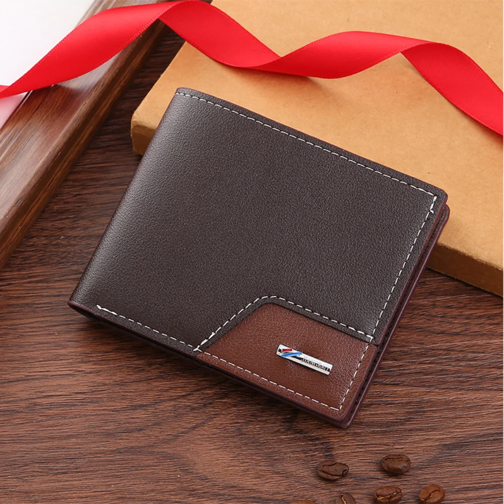 Men's Wallet Simple Fashion Casual Short Wallet Large Capacity PU Leather Coin Purse Multi Card Slot ID Card Holder