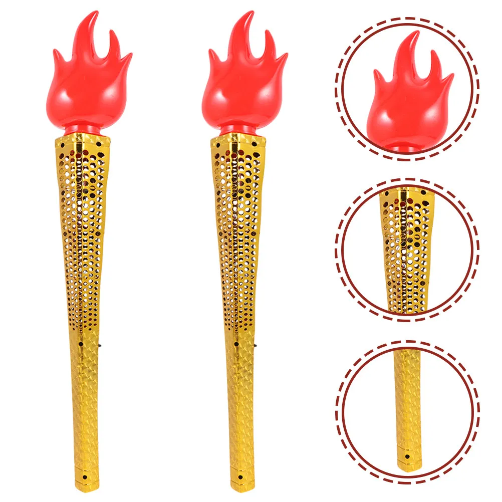 

2Pcs Kids Luminous Torch Prop Plastic Simulation Torch for School Sports Day Preschool Birthday Stage