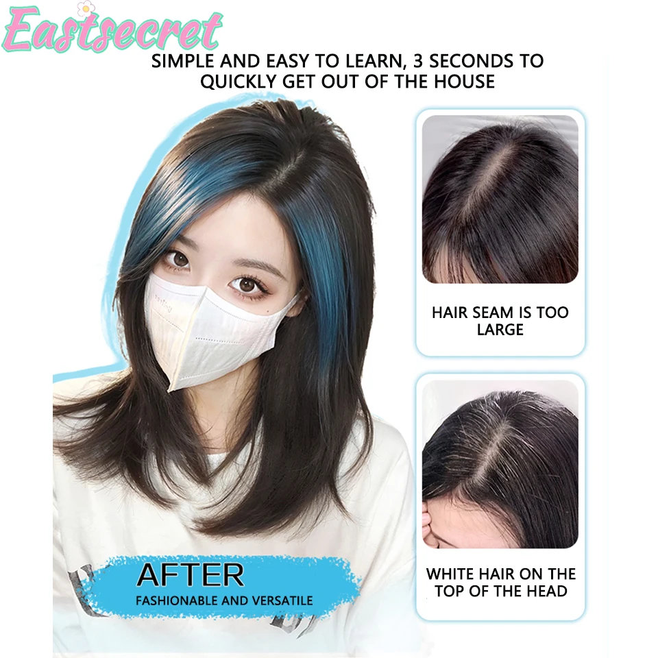 EASTSECRET Cosplay Wig Brown Black Gradient/ Blue Gradient Heat Resistant Synthetic Hair Wig + Wig Cap