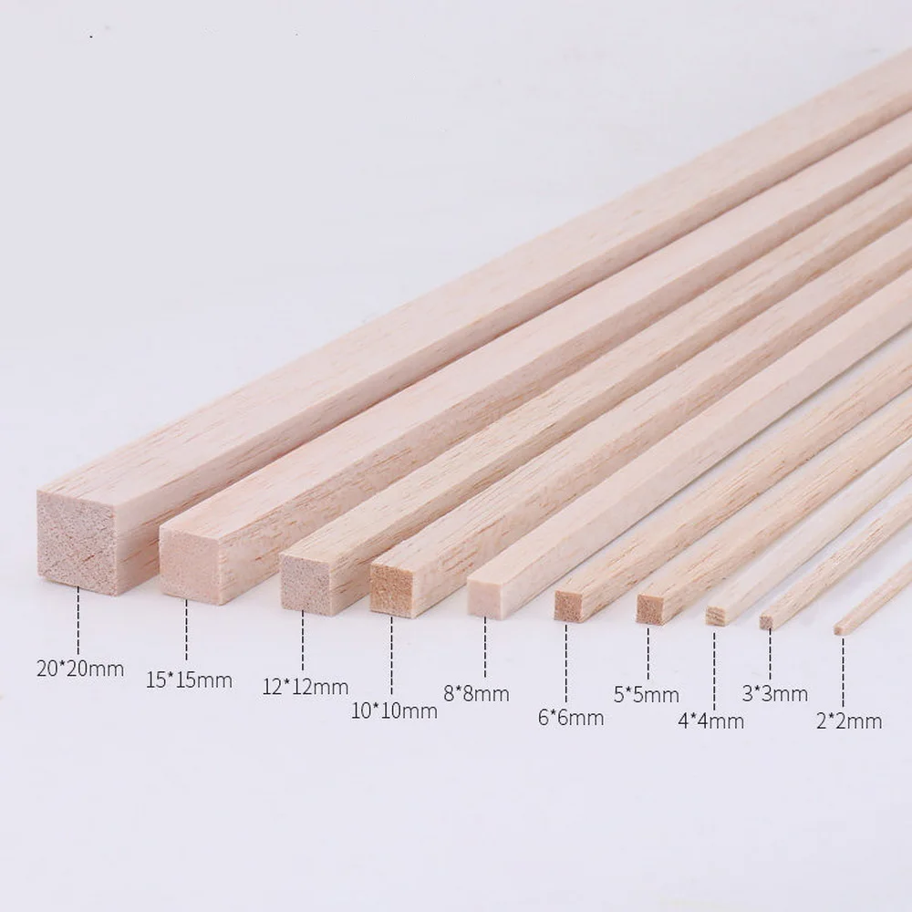 Length 250mm Solid Square Wood Strip Small Wooden Rods DIY Model Material Crafts Decoration Making Parts 2/3/4/5/8/10/12/20mm