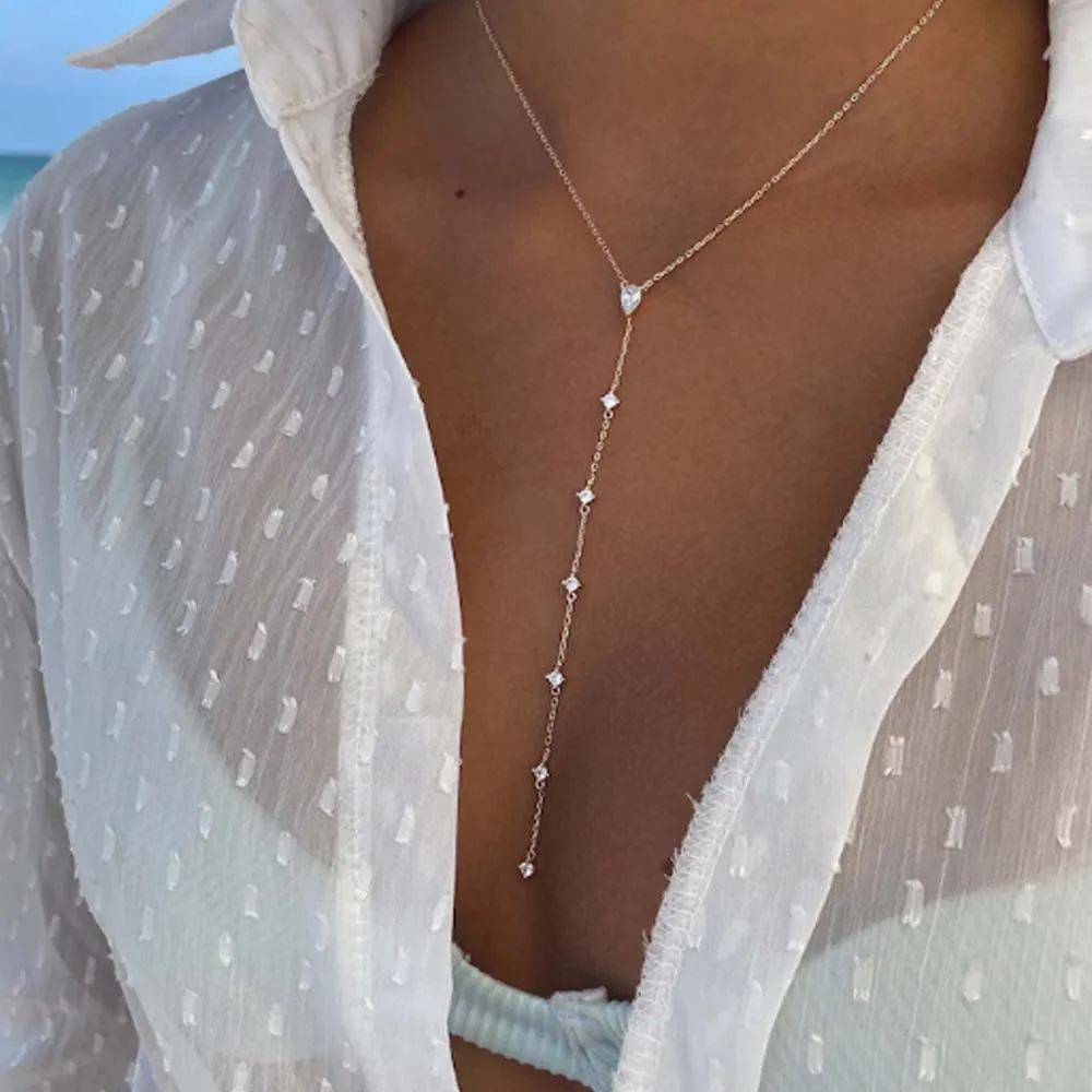 Stonefans Simple Bridesmaid Necklace Gift Wedding Dresses Luxury Rhinestone New Y Shape Necklaces Choker Engagement Prom Party