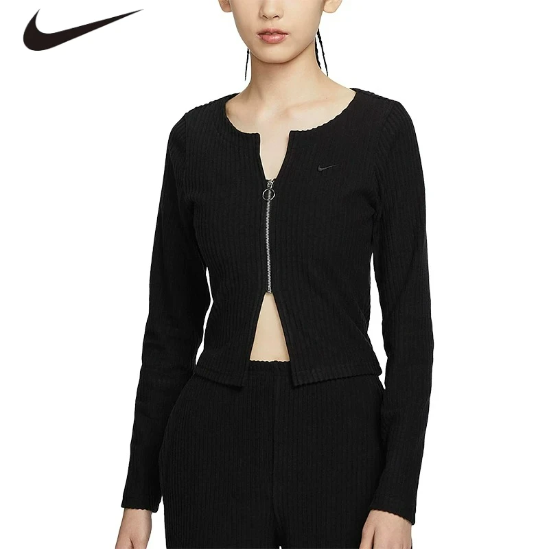 Nike genuine spring women's knitted casual cardigan zipper top FN3683-010 view 2