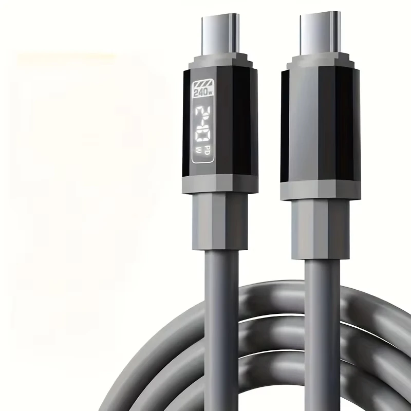 كابل Xiaomi 240W 1.5m شحن سريع للغاية USB من النوع C إلى النوع C مع شاشة عرض طاقة في الوقت الحقيقي لهاتف Huawei Samsung OPPO VIVO
