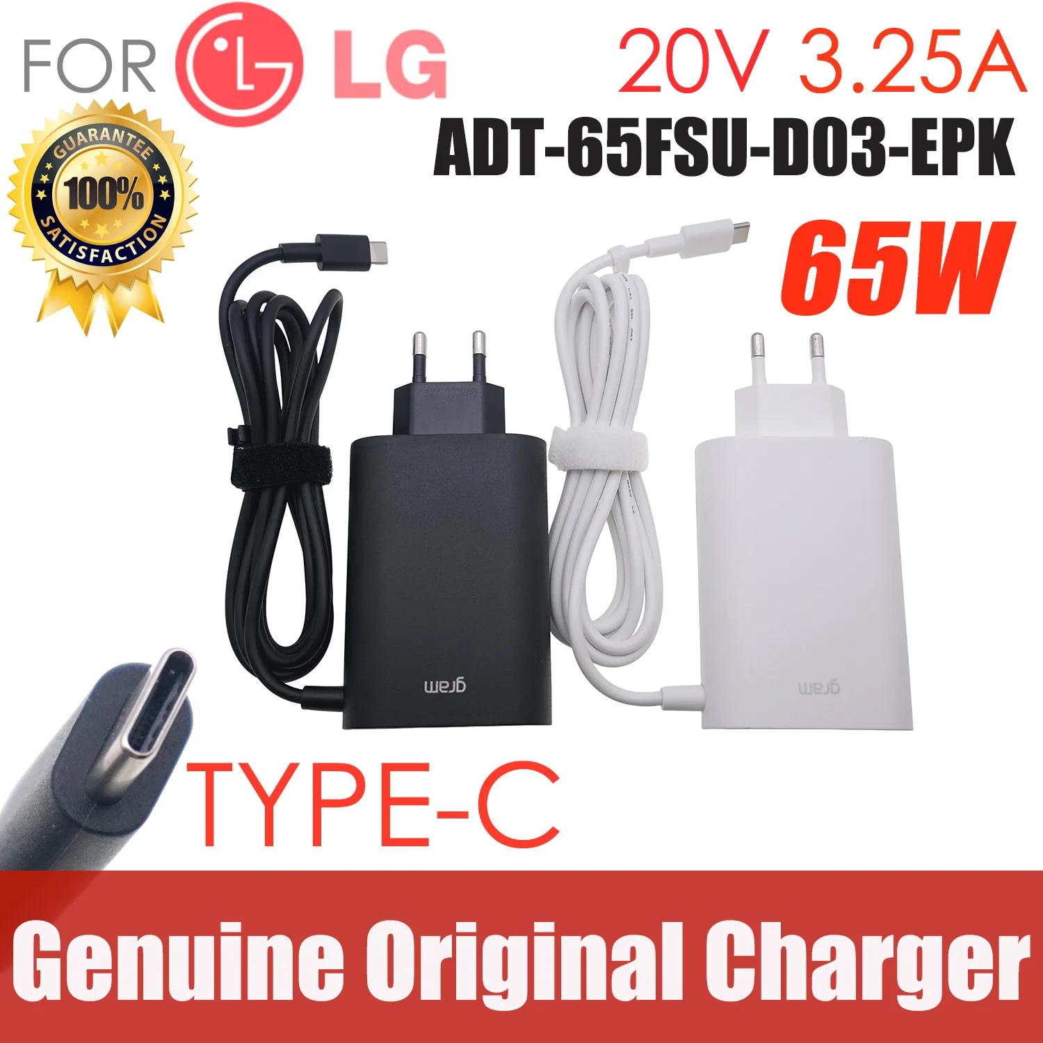 

Genuine 20V 3.25A 65W TYPE-C ADT-65FSU-D03-EPK AC Power Adapter Fast Charger For LG Gram 14Z90P 17Z90P ADT-65DSU-D03-2 Ultrabook