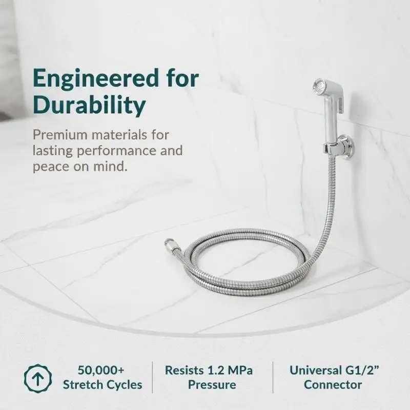 Handheld Sprayer Set Portable Safe Water Spray With Non-slip Handle Hose for Toilet Cleaning Baby Diaper Washing