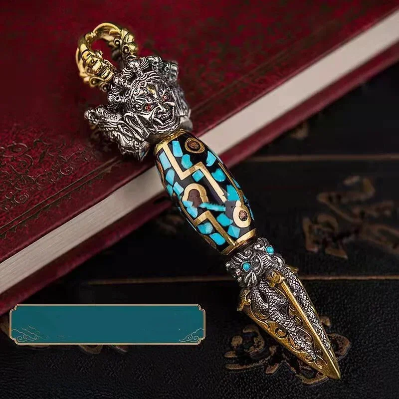 

Silver Color Original Retro Vajra Bead Six-character Mantra Turquoise Statue