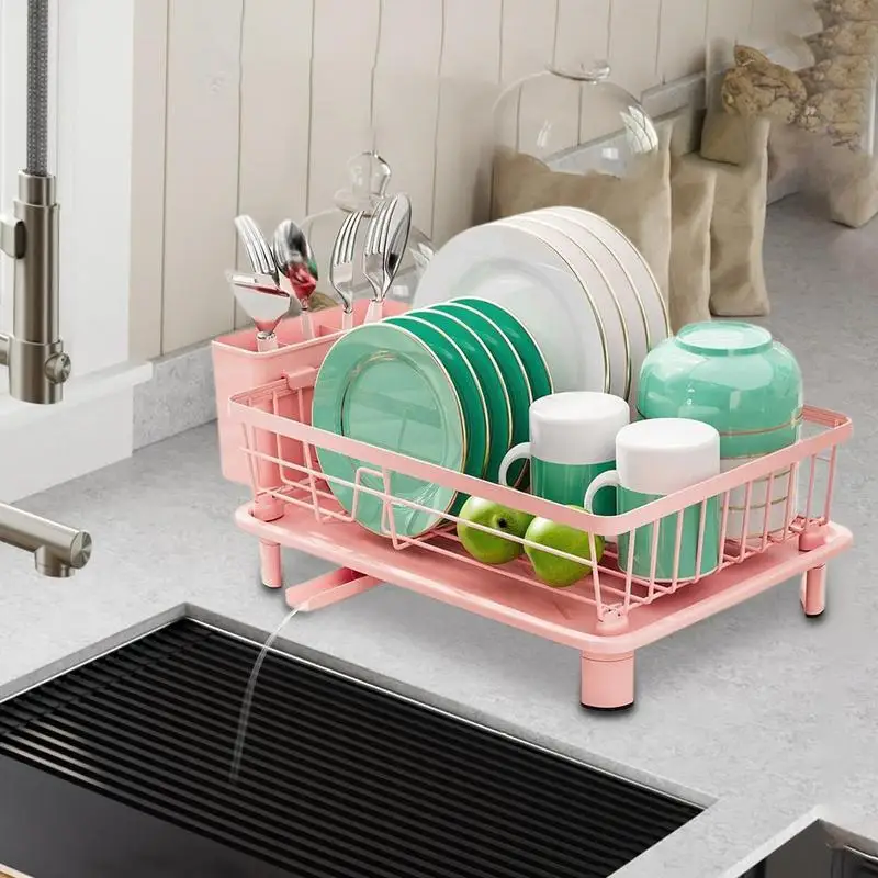 

Dish Drying Rack Dish Drainers for Kitchen Counter Space Saving Strainer with Drip Tray & Drainage Spout Storage Organizer