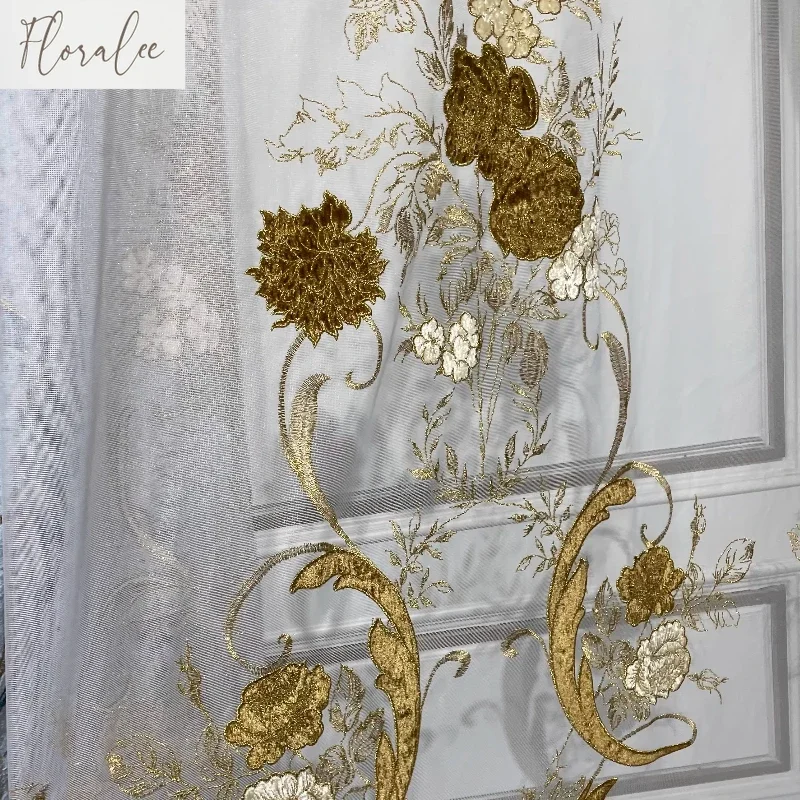 

High-end Luxury Villa European-Americancurtains For Living Room And Bedroom Blackout Curtains Custom Blue Embroidered Curtain