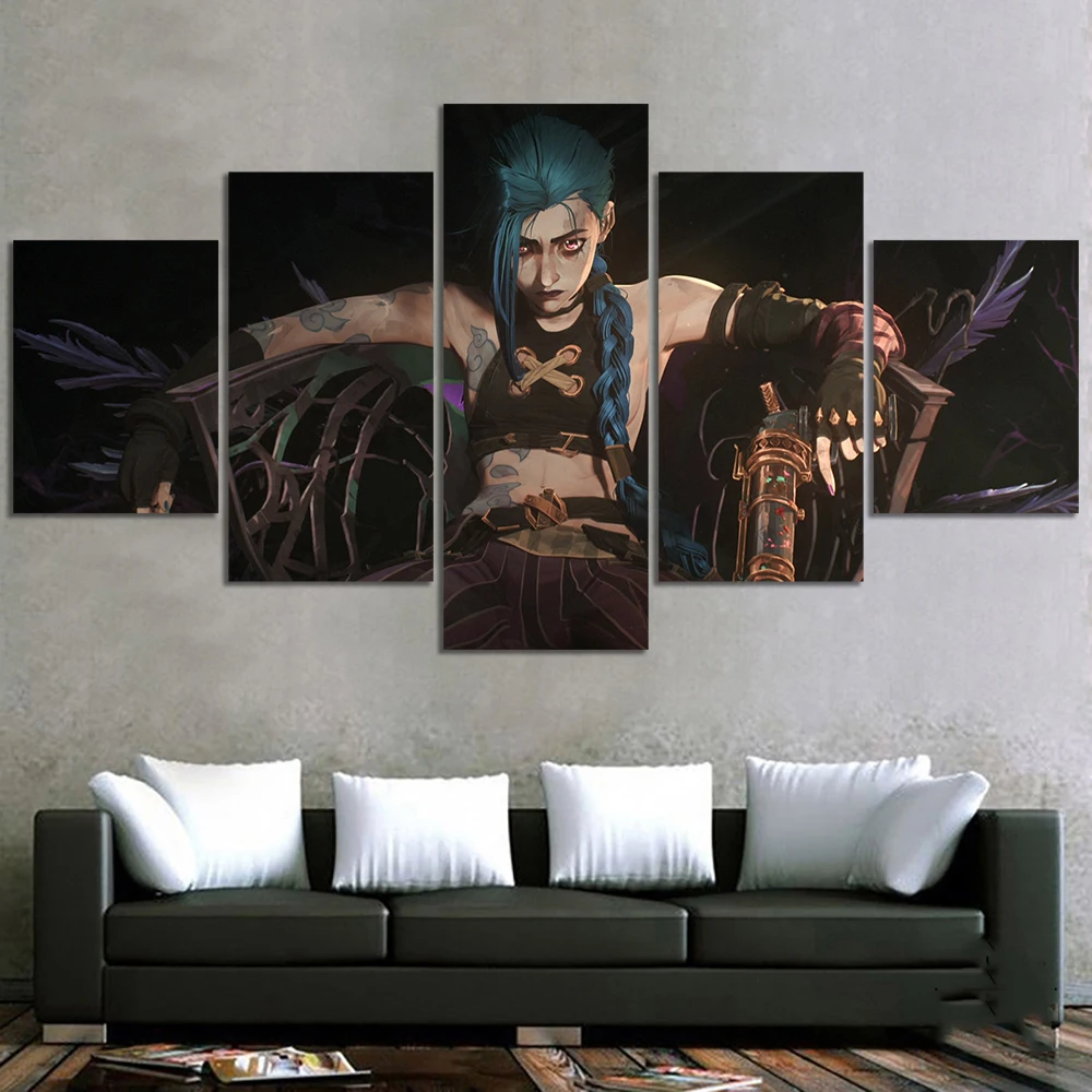 

Unframed 5Pcs LOL Arcane Video Game Modern Cuadros Canvas HD Print Posters Wall Art Picture Paintings for Living Room Home Decor