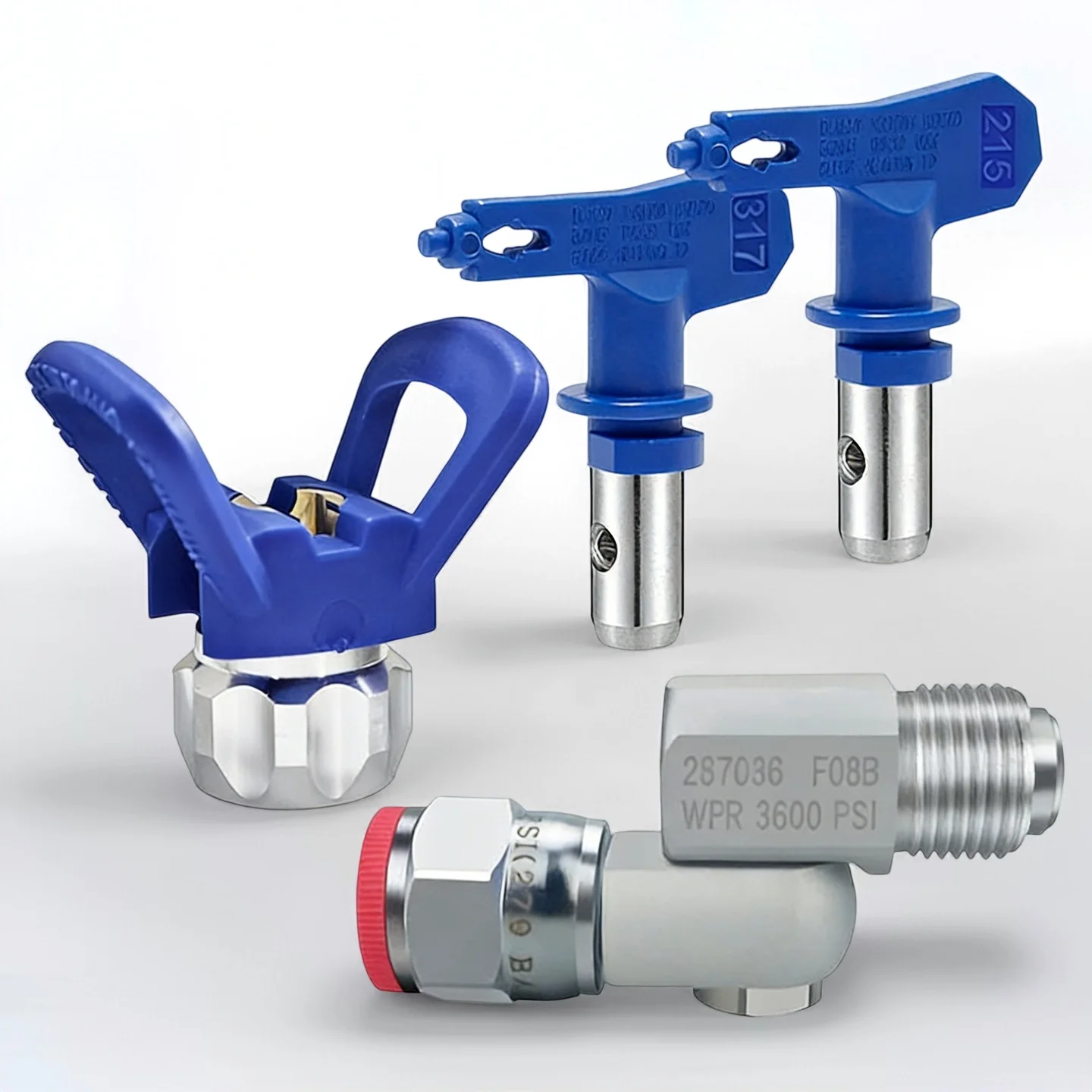 

4Pcs Airless Paint Sprayer Nozzle Tip Set with Guard & 3600PSI 287036 Swivel Joint for Latex Paint