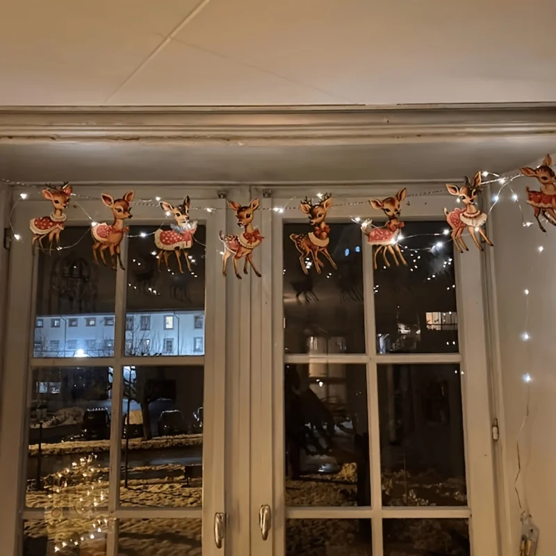 

8 шт. винтажные рождественские украшения с оленями-веточный зимний декор для камина и стены, праздничное настенное искусство | Винтажный рождественский декор
