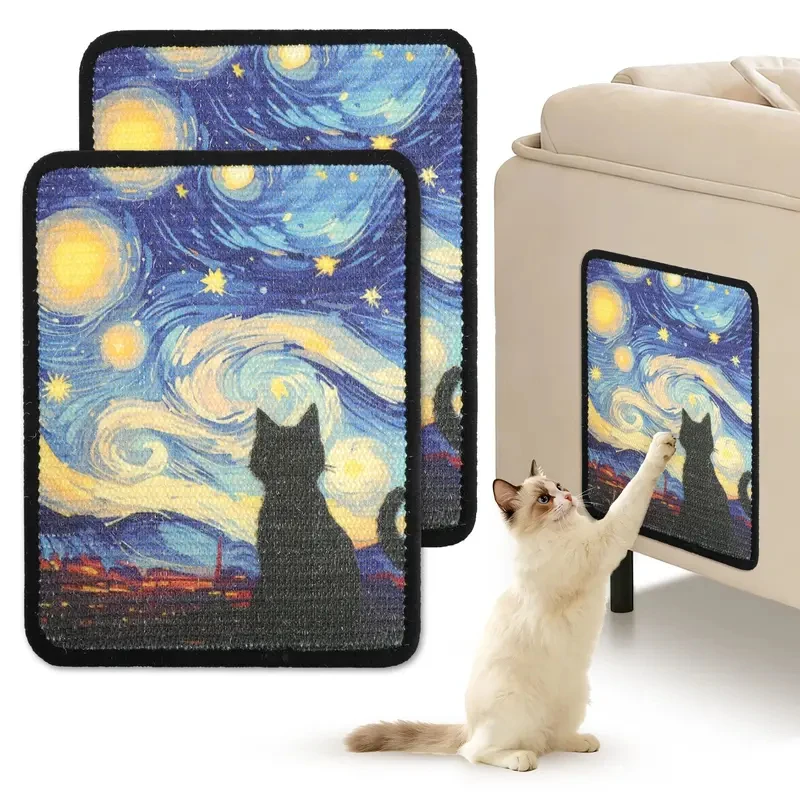 Artistic Sisal Cat Scratching Pad Wall-Mounted Furniture Protector Mat for Cats Grinding Claws