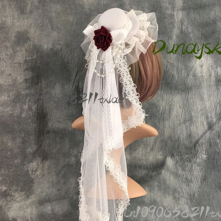 حجاب قبعة لوليتا الصغيرة - غطاء رأس عتيق لحفلات الشاي/الزفاف/السفر (الهالوين/عيد الميلاد/أوكتوبرفيست/عيد الفصح)