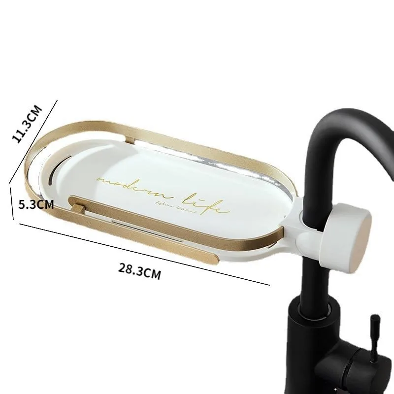 Faucet Storage Dry Rack Shower Rod Rack Bathroom Sink Drain Rack Soap Sponge Rag Holder for Kitchen Accessories