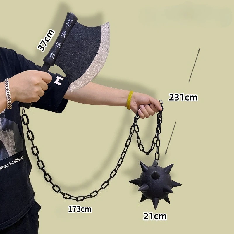 

Cosplay Props Wide Axe Meteor Hammer Chain Large Weapon Model Toy Ornaments Suitable for Adult Party Performance Prop