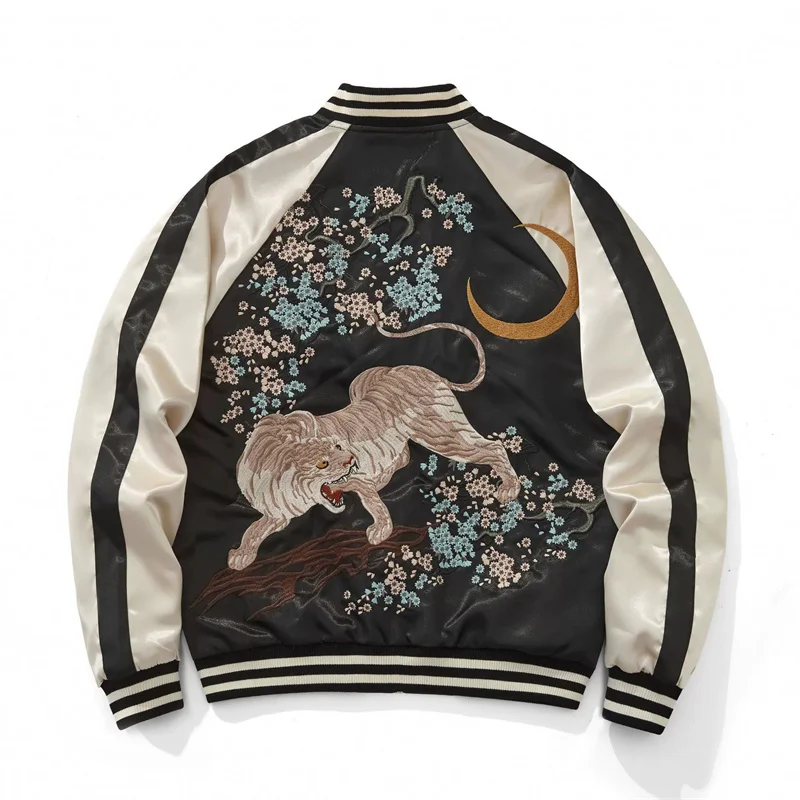 Heavy Embroidery Baseball Jackets For Man Tiger Floral Harajuku Autumn High Quality Comfortable Fit Trendy Chamarras Para Hombre