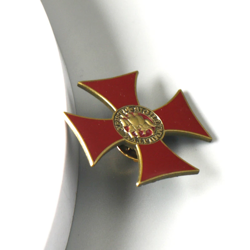 Knights Templar Badge Red Cross Enamel Pin Brooch for Jewelry Accessory