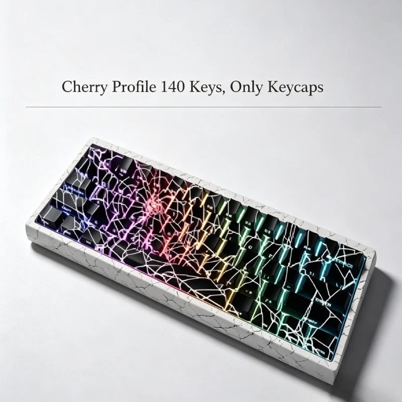 140 Keys Cherry Profile Keycaps Spider Web Side‑Printed Translucent PBT Keycap Set RGB Backlit Custom Kit for Mechanical Gaming