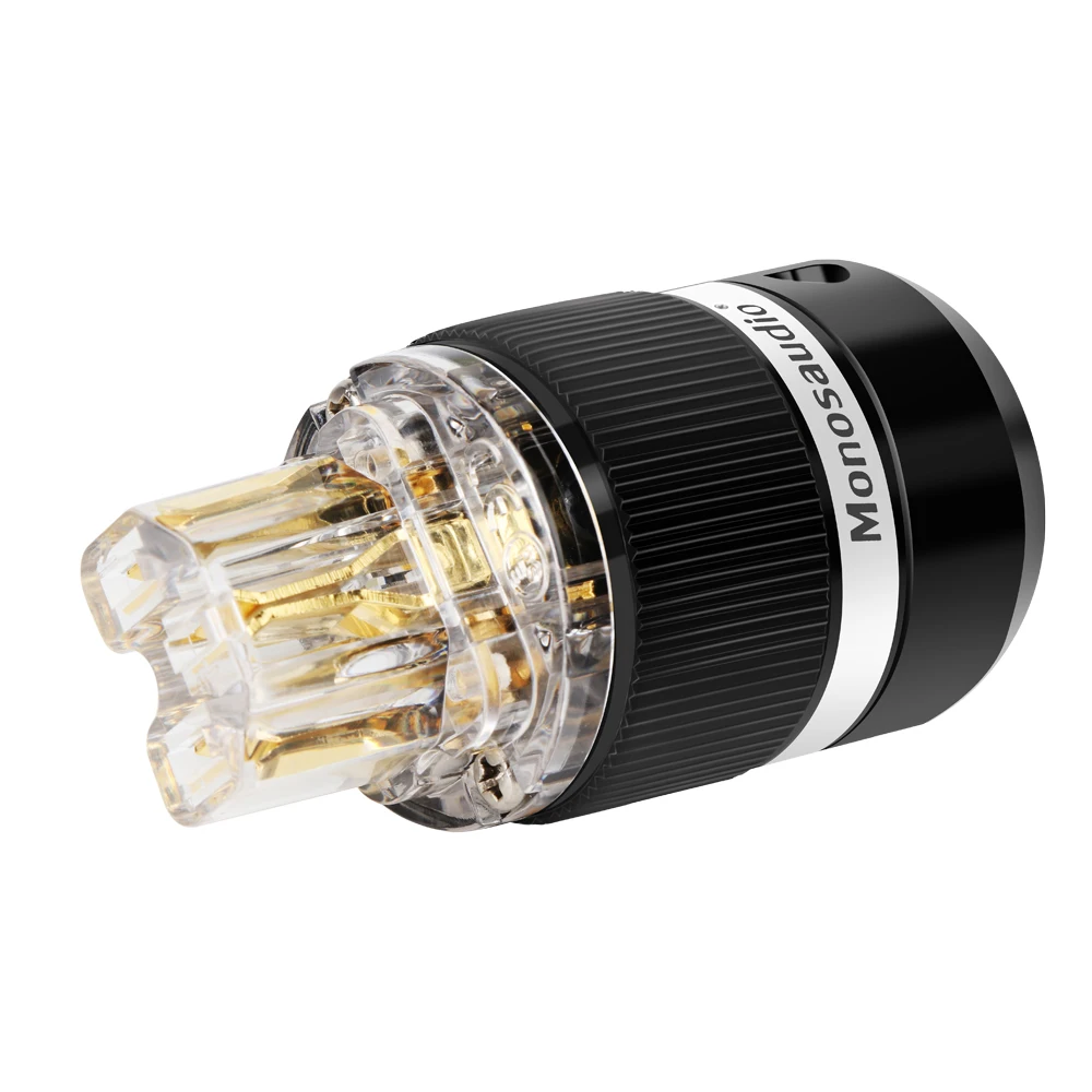 Audiophile E101G/F101G Transparent Pure Copper Gold Plated EUR Schuko Hifi Power Cord Cable Power Plug IEC Female Connector