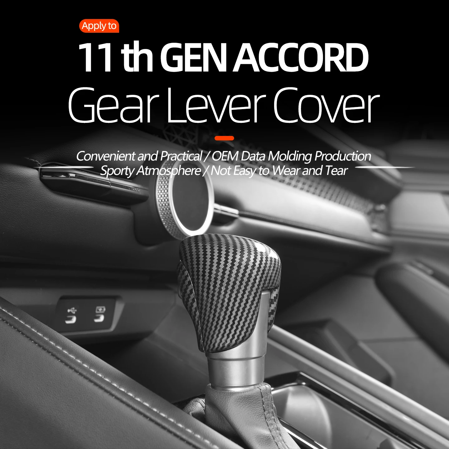 لهوندا أكورد 10th 11th Gen 2023 2024 2025 Accord 11 مقبض ناقل حركة السيارة غطاء رأس الترس اكسسوارات أسود #1