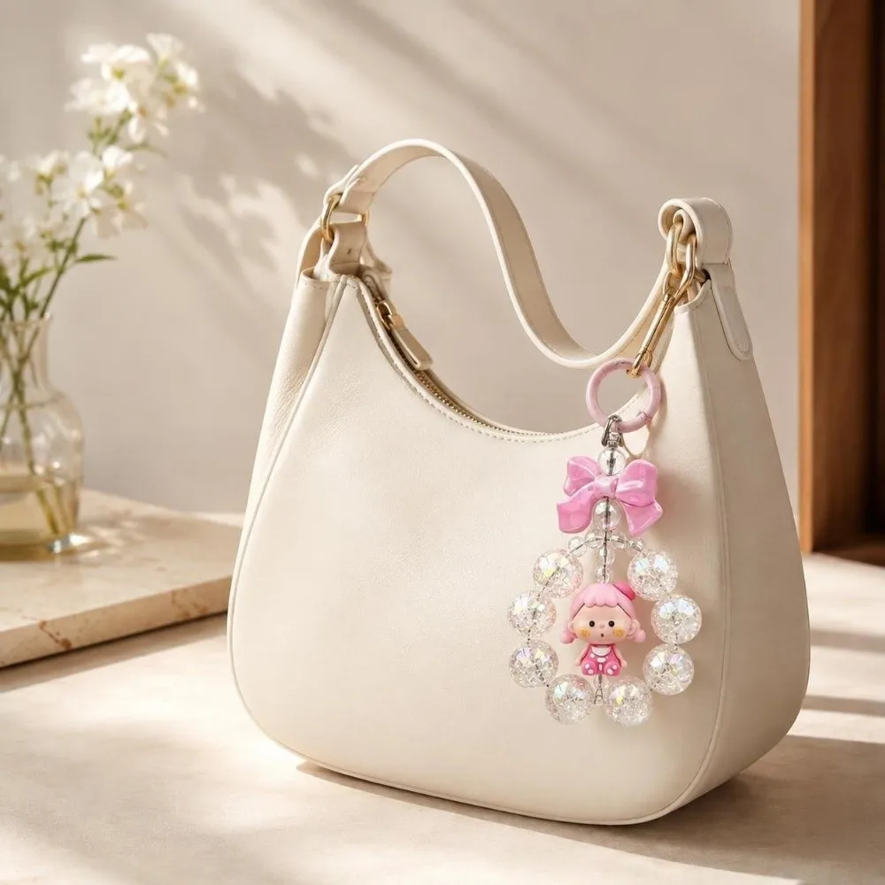 Versatile Candy Color Color Beaded Keychain Cartoon Portable Bag Pendant Creative Backpack Pendant Bag Decoration