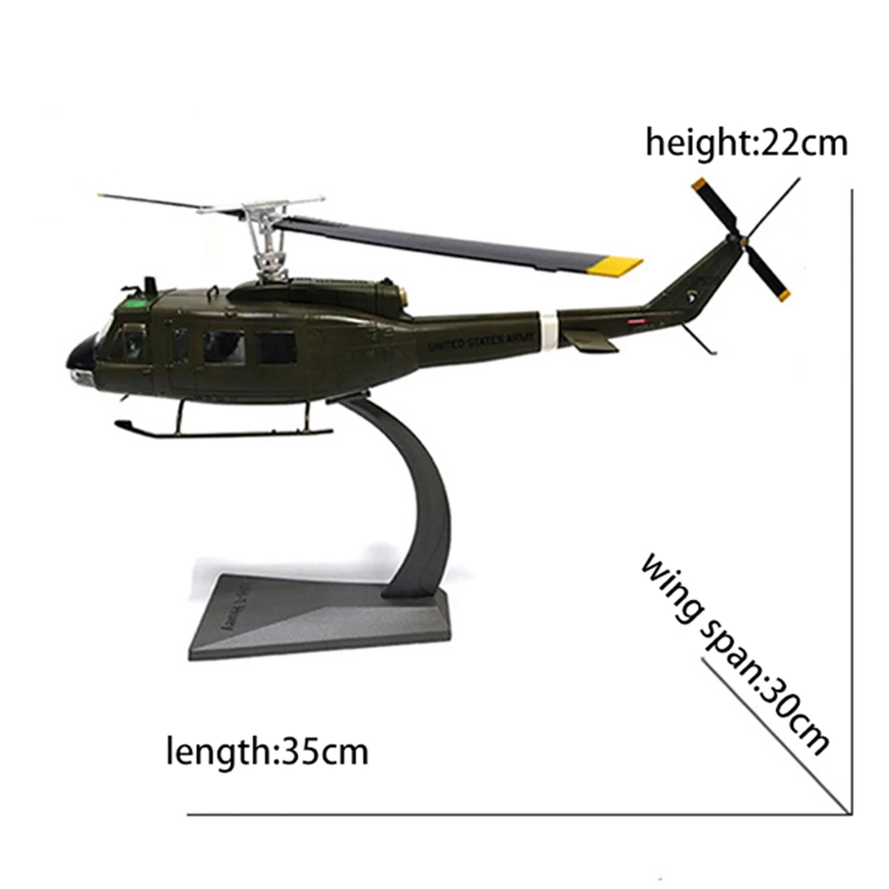 1/48 Scale Alloy Transport Helicopter UH-1 Iroquois Aircraft US Air Force Huey Model Children Kids Gift for Collection